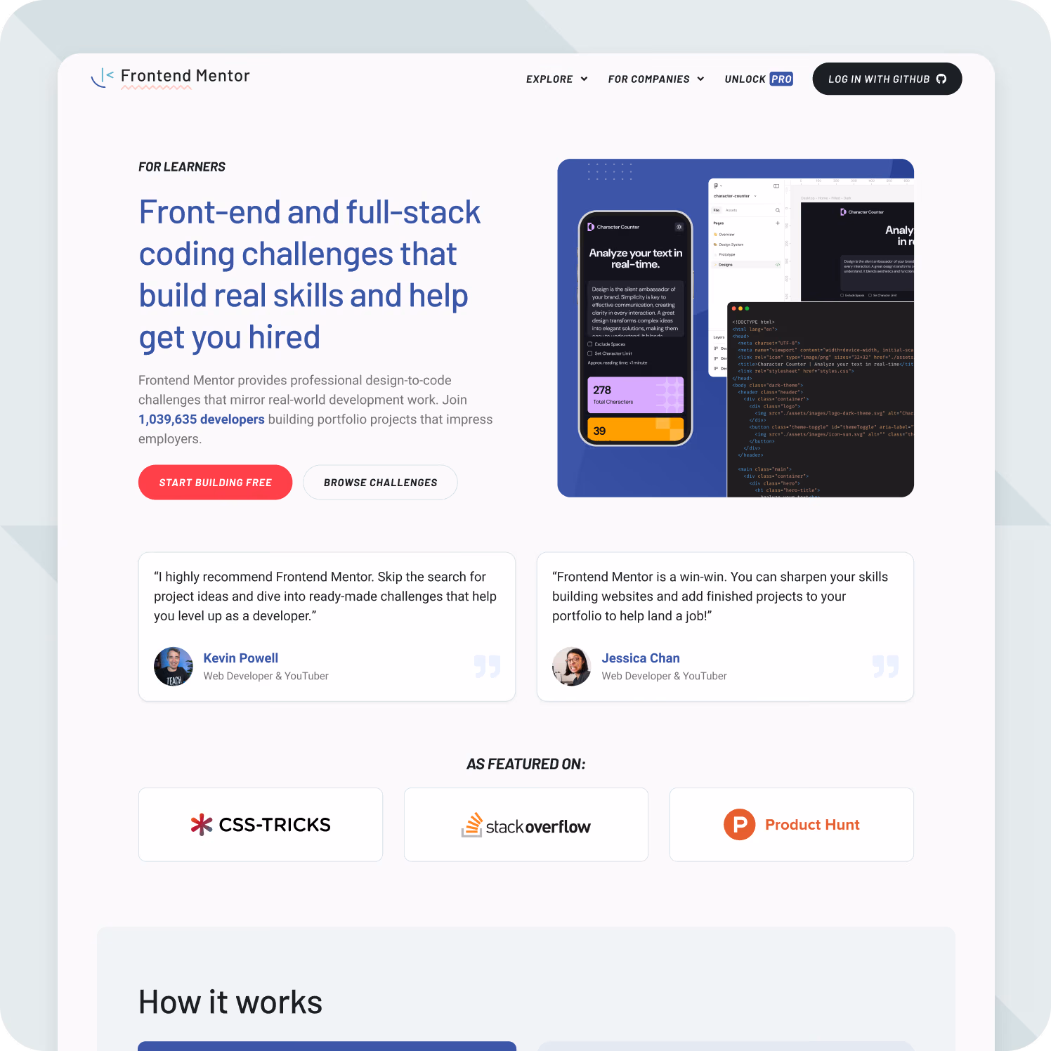 Frontend Mentor website redesign